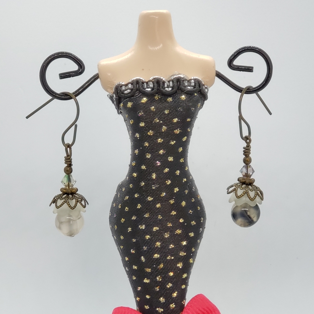 Agate and Antique Brass Earrings